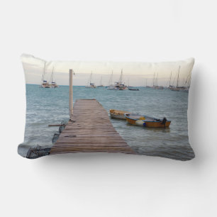 Dock and lobster pots lumbar pillow