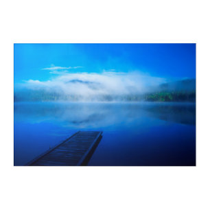 Dock on calm misty lake, California Acrylic Print