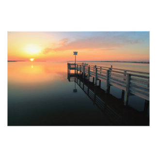 Dock on Sunset Waters Photo Print