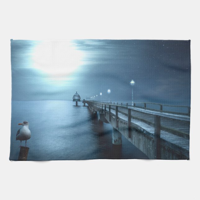 Dock on the Bay Evening Kitchen Towel (Horizontal)