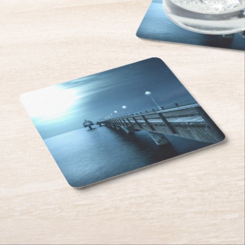 Dock on the Bay Evening Square Paper Coaster