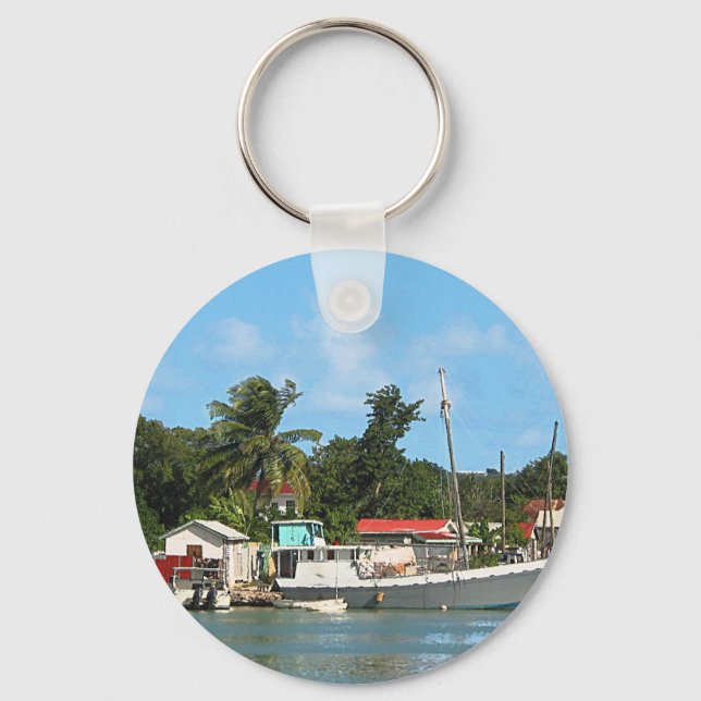 Docked Boats Antigua Keychain (Front)