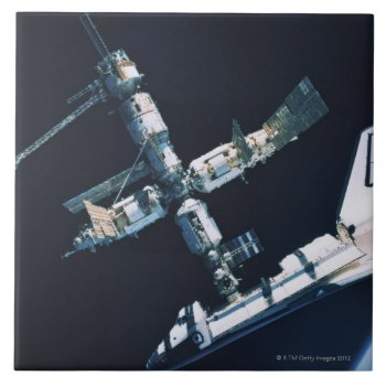 Docked Space Shuttle 2 Ceramic Tile by prophoto at Zazzle