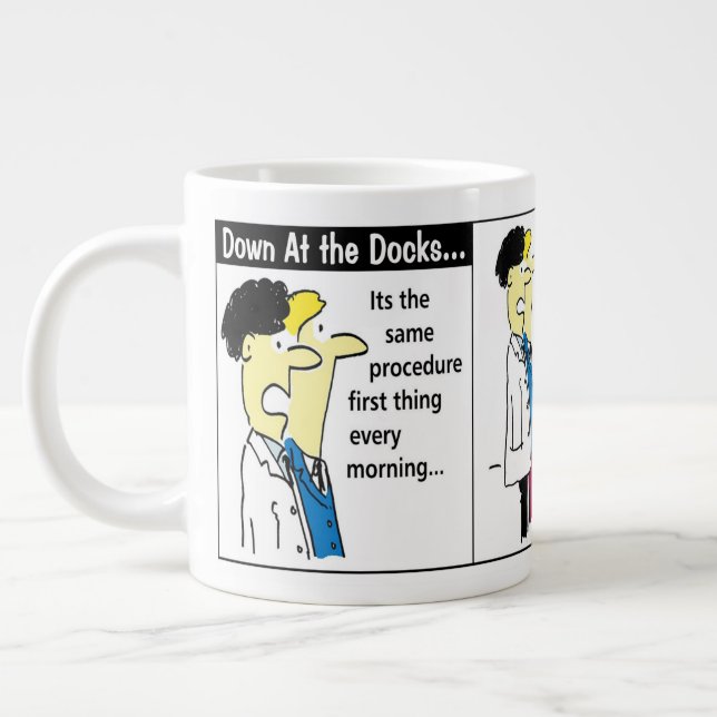 Docker Shipping Container Cartoon Humour Giant Coffee Mug (Left)