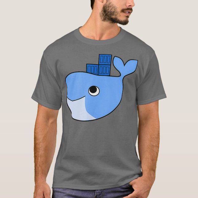 Docker Swarm Container On Blue Whale Hackathon T-Shirt (Front)