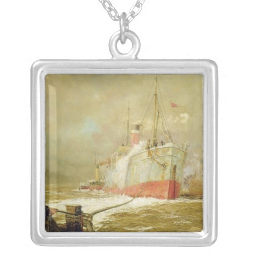 Docking a Cargo Ship Silver Plated Necklace