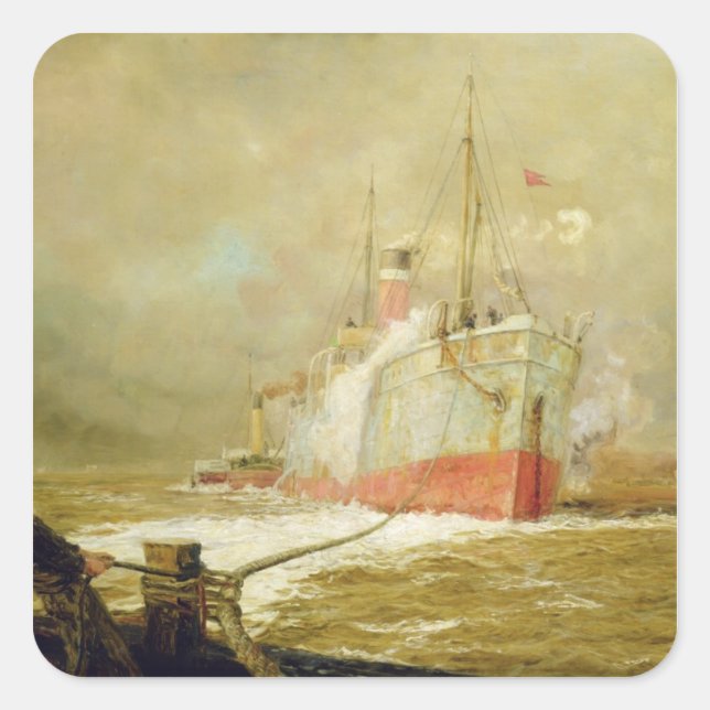 Docking a Cargo Ship Square Sticker (Front)