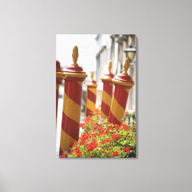 Docking Poles on Canal in Venice Canvas Print (Front)