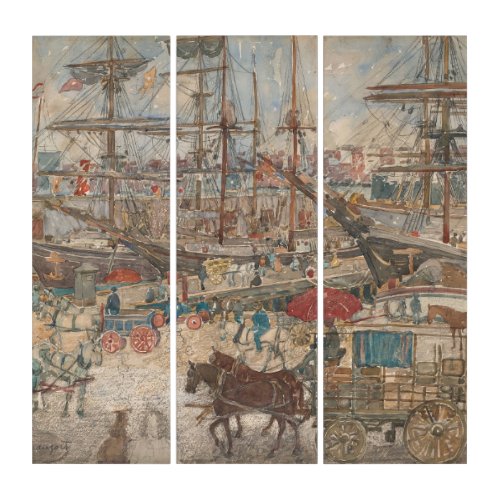 DocksEast Boston 1900_1904 Maurice Prendergast  Triptych