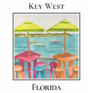 Dockside Bar, Table, Chairs, Umbrella, Key West Sticker