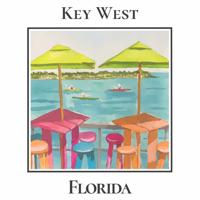 Dockside Bar, Table, Chairs, Umbrella, Key West Sticker (Front)