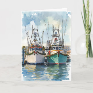 Dockside Cheer – Coastal Boats Seasonal Card