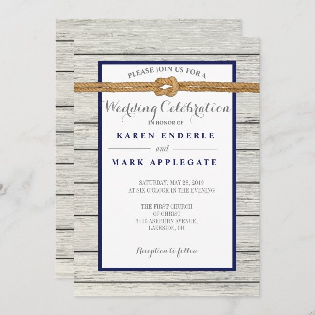 Dockside Rope Rustic Wedding Invitation (Front/Back)