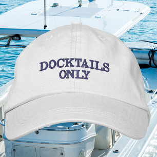 Docktails Only / Navy Coastal Boat Day Embroidered Baseball Cap