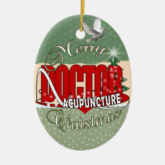 DOCTOR ACUPUNCTURE MERRY CHRISTMAS CERAMIC ORNAMENT (Front)