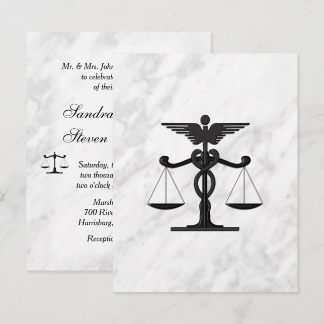 Doctor and Lawyer Wedding Invitation (Front/Back)