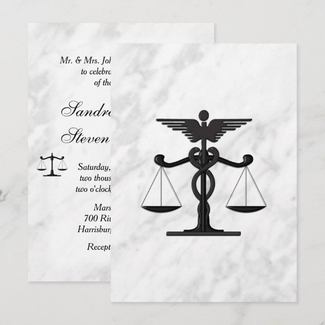 Doctor and Lawyer Wedding Invitation (Front/Back)
