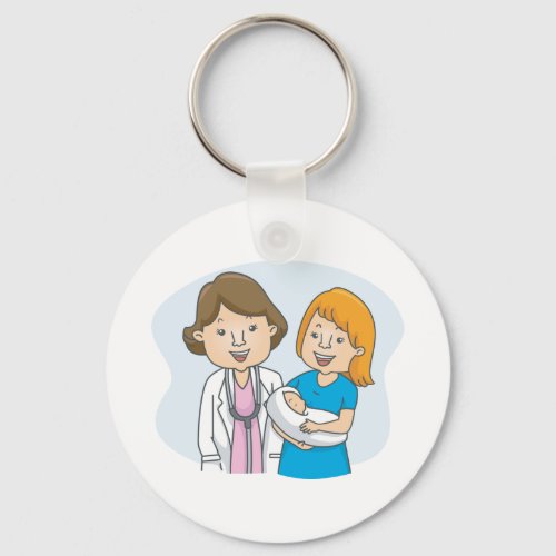 Doctor And New Mother With A Baby Keychain