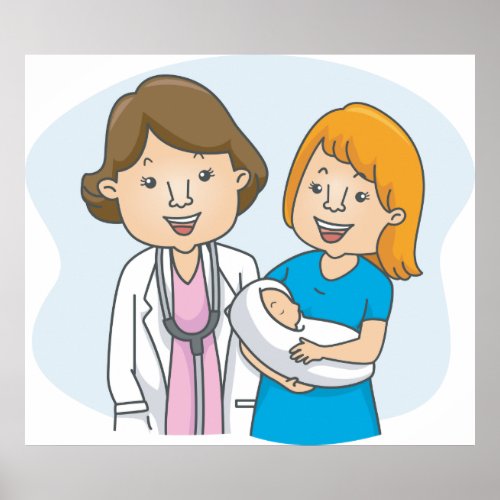 Doctor And New Mother With A Baby Poster