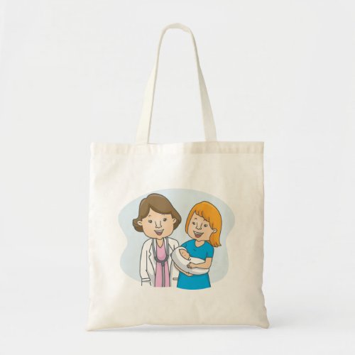 Doctor And New Mother With A Baby Tote Bag