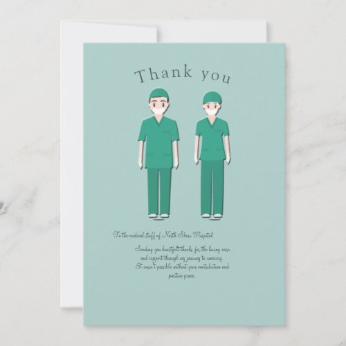 Doctor and Nurse Flat Thank You Card