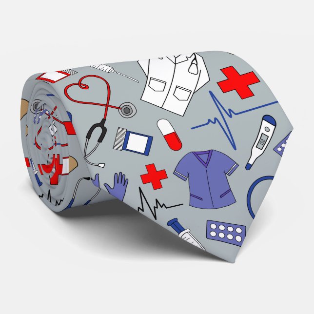 Doctor and Nurse Patterned Graduation Neck Tie (Rolled)