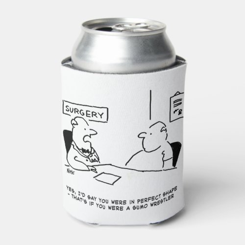 Doctor and Patient Overweight Obesity Sumo Cartoon Can Cooler