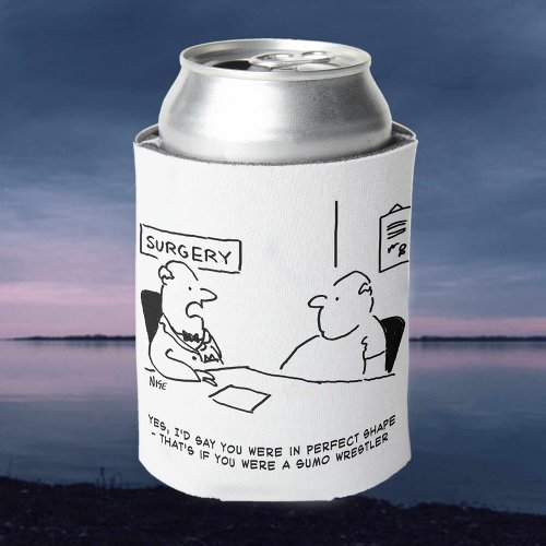 Doctor and Patient Overweight Obesity Sumo Cartoon Can Cooler