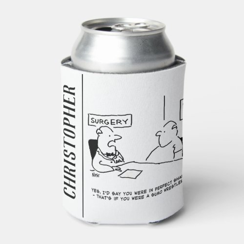 Doctor and Patient Overweight Obesity Sumo Cartoon Can Cooler