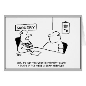 Doctor and Patient Overweight Obesity Sumo Cartoon Cards