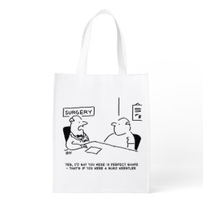 Doctor and Patient Overweight Obesity Sumo Cartoon Grocery Bag