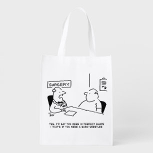 Doctor and Patient Overweight Obesity Sumo Cartoon Grocery Bag