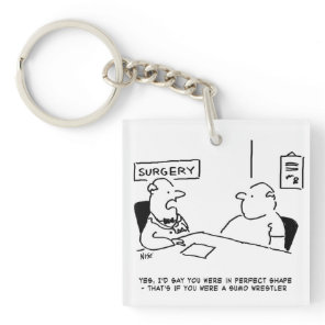 Doctor and Patient Overweight Obesity Sumo Cartoon Keychain