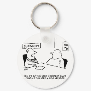 Doctor and Patient Overweight Obesity Sumo Cartoon Keychain