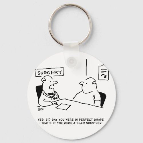 Doctor and Patient Overweight Obesity Sumo Cartoon Keychain