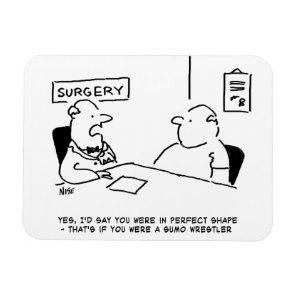 Doctor and Patient Overweight Obesity Sumo Cartoon Magnet