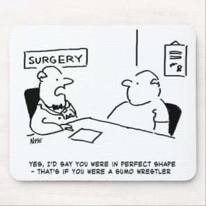 Doctor and Patient Overweight Obesity Sumo Cartoon Mouse Pad