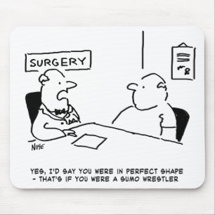 Doctor and Patient Overweight Obesity Sumo Cartoon Mouse Pad