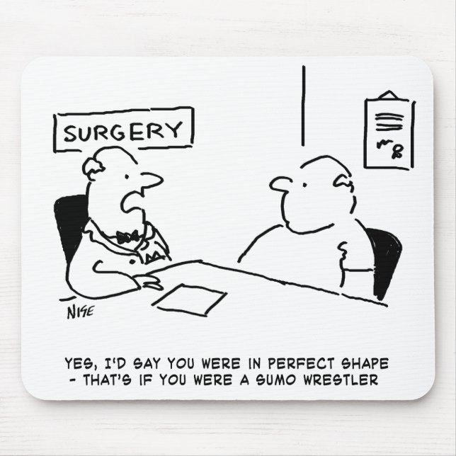 Doctor and Patient Overweight Obesity Sumo Cartoon Mouse Pad (Front)