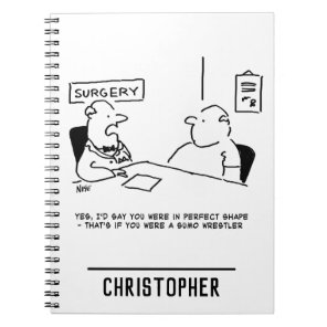 Doctor and Patient Overweight Obesity Sumo Cartoon Notebook