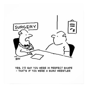 Doctor and Patient Overweight Obesity Sumo Cartoon Poster