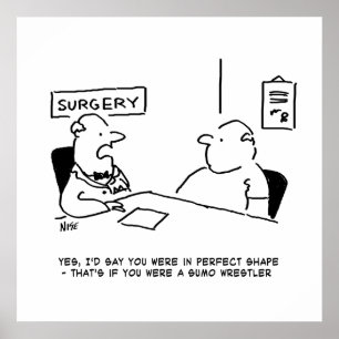 Doctor and Patient Overweight Obesity Sumo Cartoon Poster
