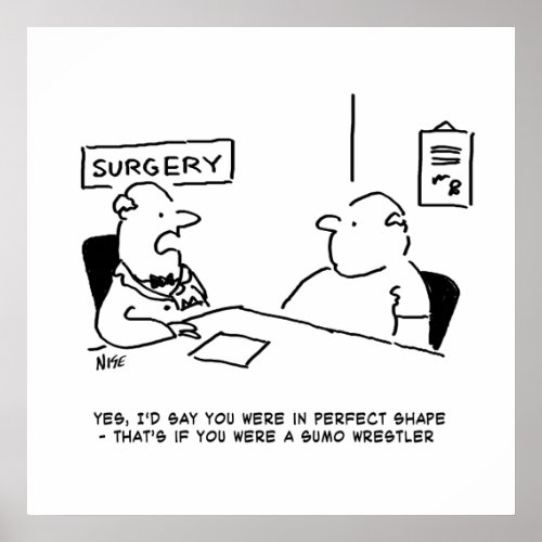 Doctor and Patient Overweight Obesity Sumo Cartoon Poster
