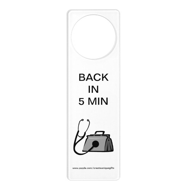 Doctor Back In 5 Min Door Hangers (Front)