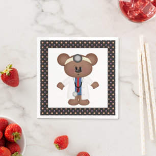 Doctor Bear cartoon party napkins