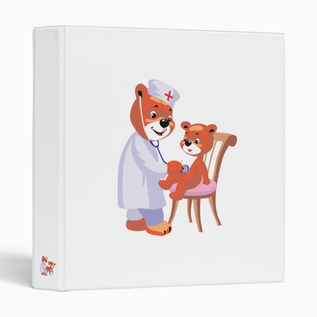 doctor bear tending patient 3 ring binder (Front/Spine)