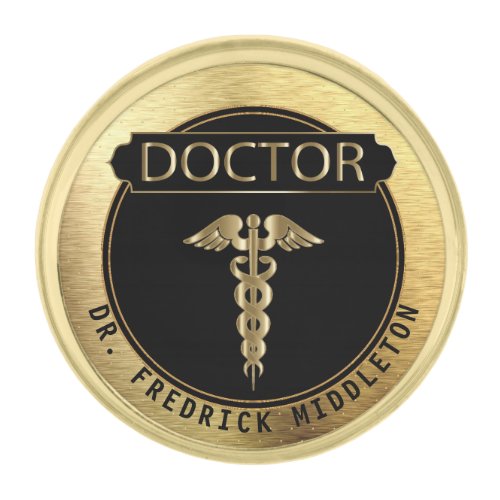 Doctor _ Black and Gold Gold Finish Lapel Pin