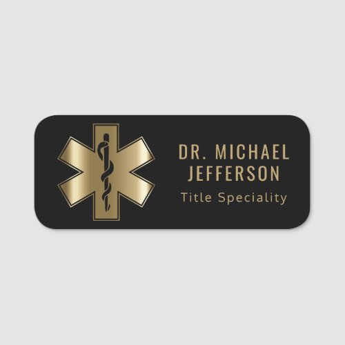 Doctor _ Black and Gold Name Tag