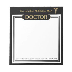 Doctor - Black and Gold Notepad