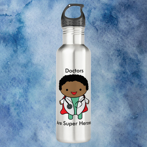 Doctor Black Super Hero Doctors Day Stainless Steel Water Bottle